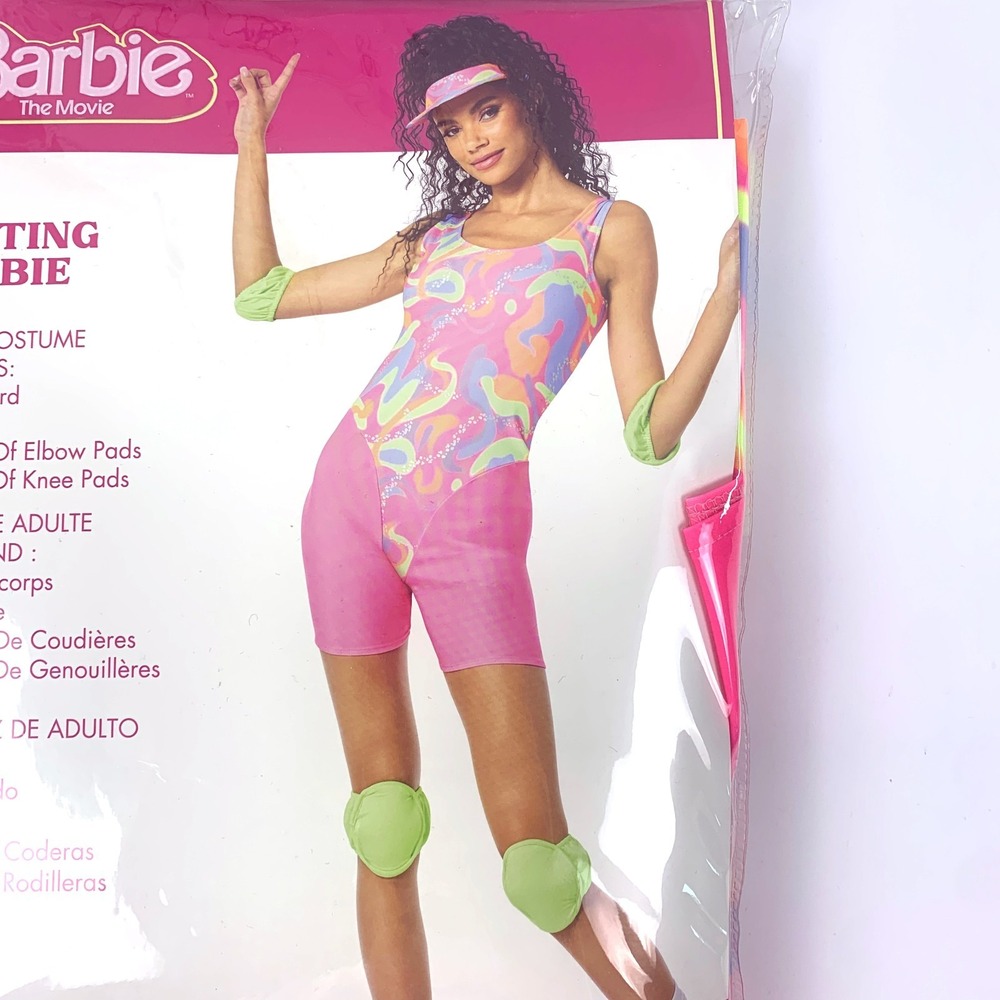 Barbie the Movie Skating Barbie Doll Costume Womens Sz XL 16-18 Leotard Visor